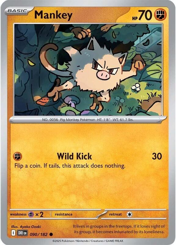 Mankey - Normal 090/182 Destined Rivals | Common Pokemon Card