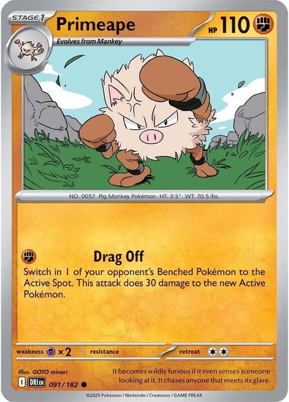 Primeape - Normal 091/182 Destined Rivals | Common Pokemon Card