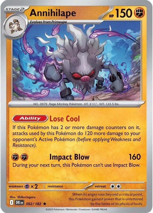 Annihilape - Reverse Holofoil 092/182 Destined Rivals | Rare Pokemon Card