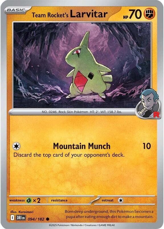 Team Rocket's Larvitar - Normal 094/182 Destined Rivals | Common Pokemon Card