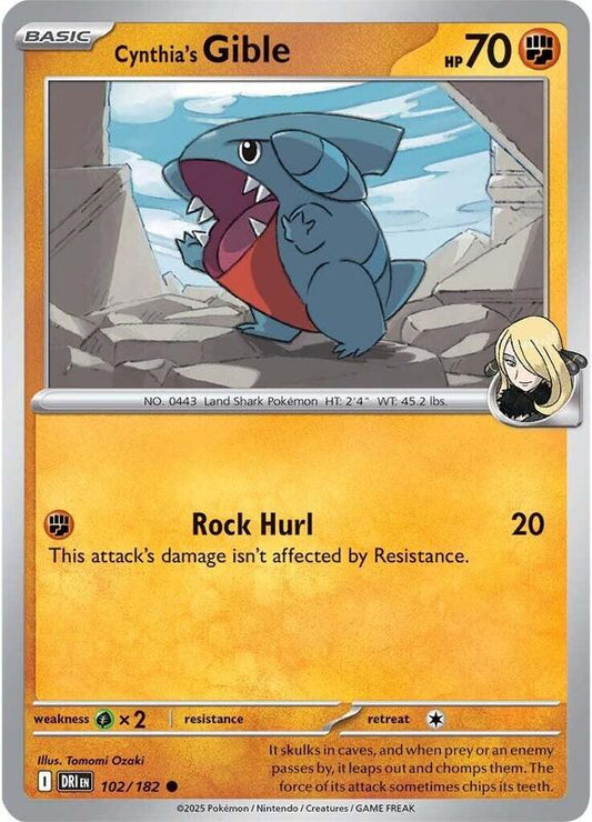 Cynthia's Gible - Normal 102/182 Destined Rivals | Common Pokemon Card