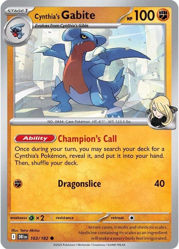 Cynthia's Gabite - Reverse Holofoil 103/182 Destined Rivals | Common Pokemon Card