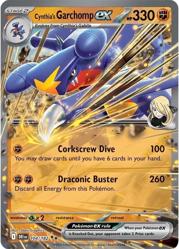 Cynthia's Garchomp ex - 104/182 - Holofoil 104/182 Destined Rivals | Double Rare Pokemon Card
