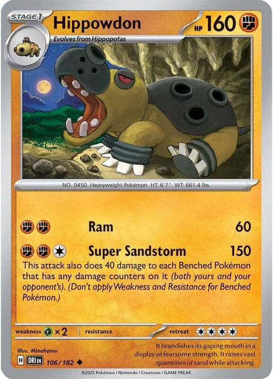 Hippowdon - Reverse Holofoil 106/182 Destined Rivals | Uncommon Pokemon Card