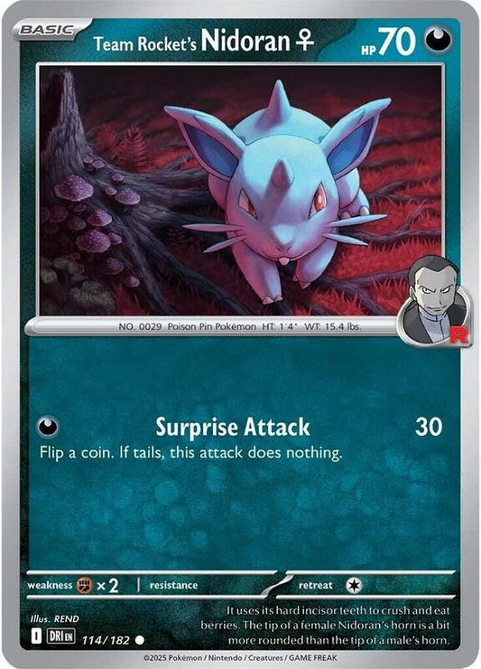 Team Rocket's Nidoran F - Reverse Holofoil 114/182 Destined Rivals | Common Pokemon Card