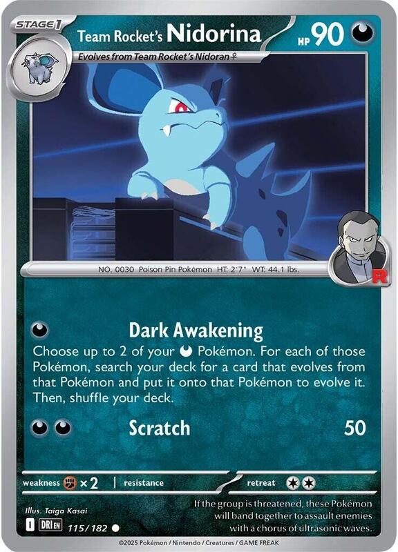 Team Rocket's Nidorina - Reverse Holofoil 115/182 Destined Rivals | Common Pokemon Card