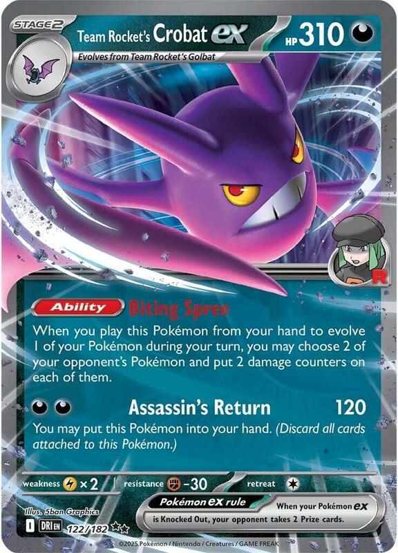 Team Rocket's Crobat ex - 122/182 - Holofoil 122/182 Destined Rivals | Double Rare Pokemon Card