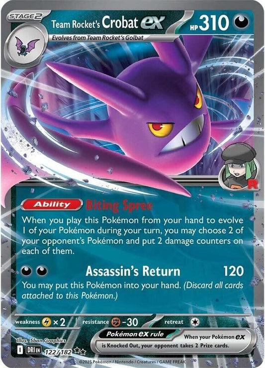 Team Rocket's Crobat ex - 122/182 - Holofoil 122/182 Destined Rivals | Double Rare Pokemon Card