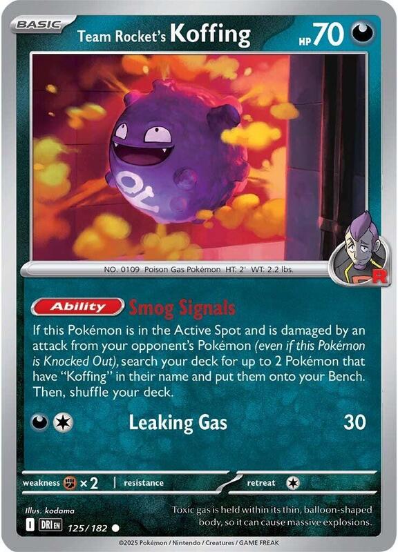 Team Rocket's Koffing - Normal 125/182 Destined Rivals | Common Pokemon Card