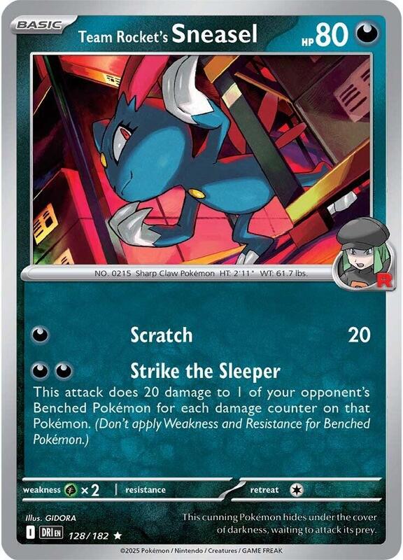 Team Rocket's Sneasel - Reverse Holofoil 128/182 Destined Rivals | Rare Pokemon Card
