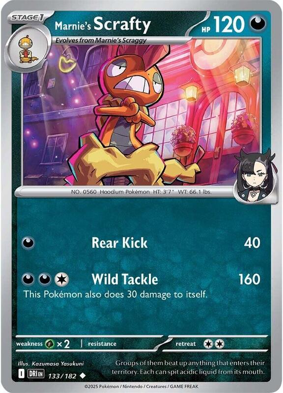 Marnie's Scrafty - Reverse Holofoil 133/182 Destined Rivals | Uncommon Pokemon Card
