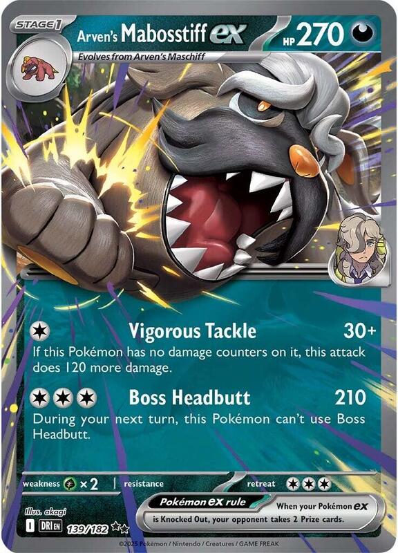 Arven's Mabosstiff ex - 139/182 - Holofoil 139/182 Destined Rivals | Double Rare Pokemon Card