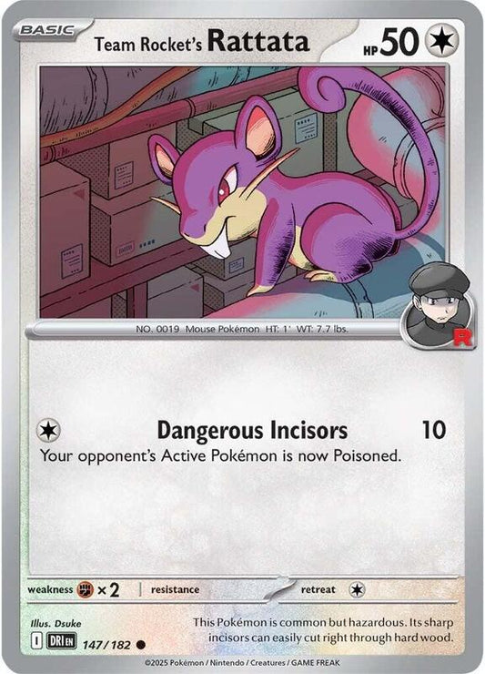 Team Rocket's Rattata - Reverse Holofoil 147/182 Destined Rivals | Common Pokemon Card