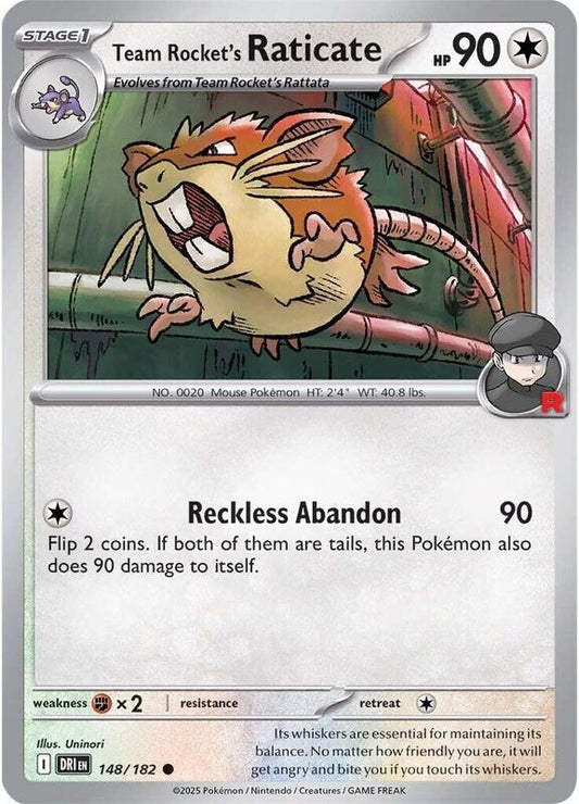 Team Rocket's Raticate - 148/182 - Reverse Holofoil 148/182 Destined Rivals | Common Pokemon Card