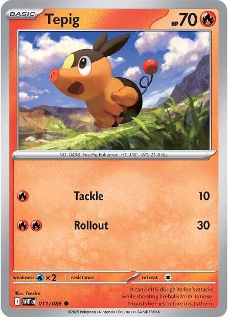 Tepig - Reverse Holofoil 011/086 White Flare | Common Pokemon Card