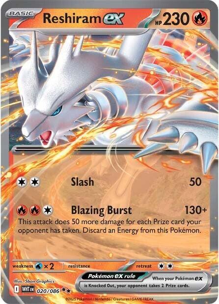 Reshiram ex - Holofoil 020/086 White Flare | Double Rare Pokemon Card
