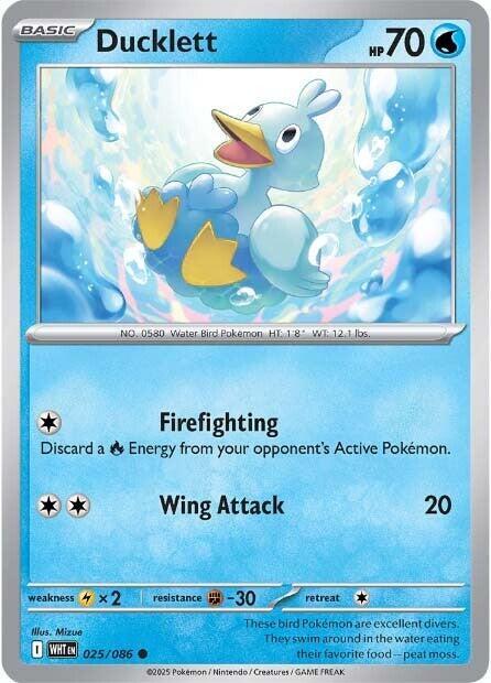 Ducklett - Reverse Holofoil 025/086 White Flare | Common Pokemon Card