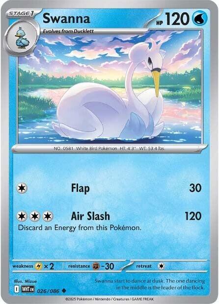 Swanna - Reverse Holofoil 026/086 White Flare | Uncommon Pokemon Card