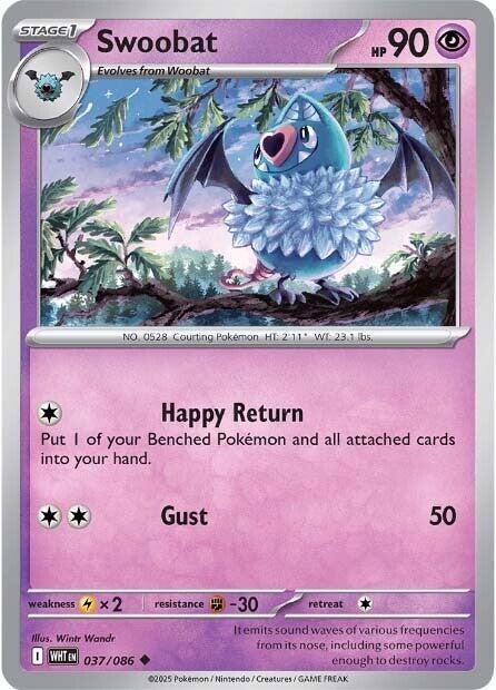 Swoobat - Reverse Holofoil 037/086 White Flare | Uncommon Pokemon Card