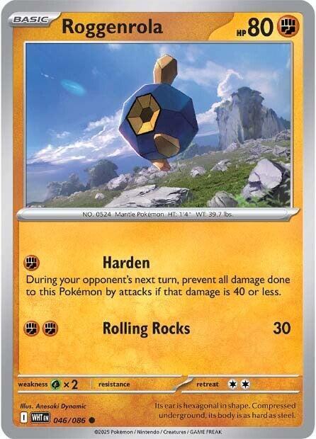 Roggenrola - Reverse Holofoil 046/086 White Flare | Common Pokemon Card