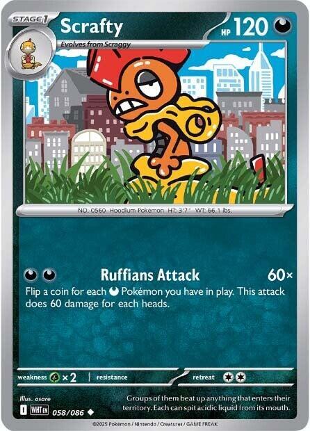 Scrafty - Reverse Holofoil 058/086 White Flare | Uncommon Pokemon Card