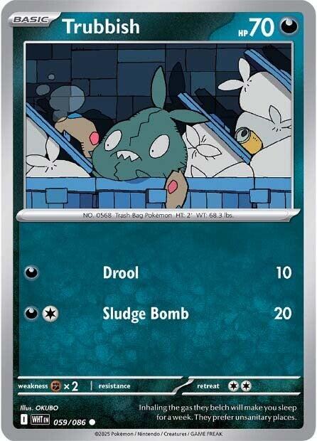 Trubbish - Reverse Holofoil 059/086 White Flare | Common Pokemon Card