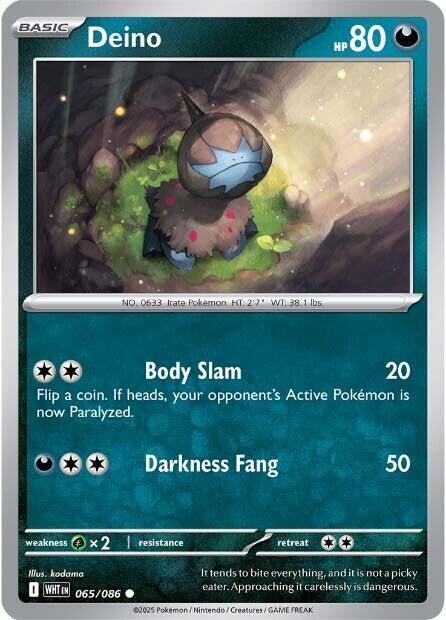 Deino - Reverse Holofoil 065/086 White Flare | Common Pokemon Card