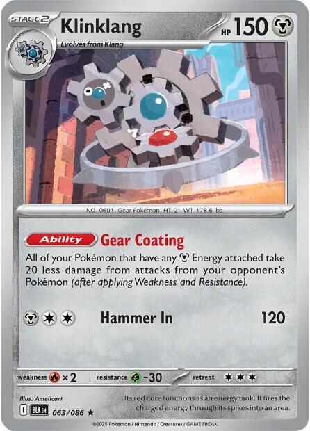 Klinklang - Reverse Holofoil 063/086 Black Bolt | Rare Pokemon Card