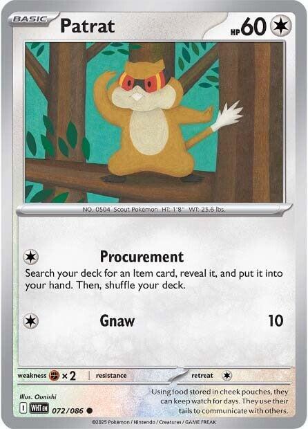 Patrat - Normal 072/086 White Flare | Common Pokemon Card