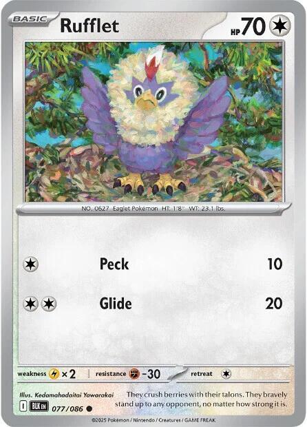 Rufflet - Normal 077/086 Black Bolt | Common Pokemon Card