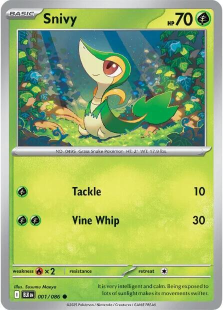 Snivy - Reverse Holofoil 001/086 Black Bolt | Common Pokemon Card