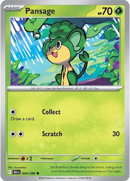 Pansage - Normal 004/086 Black Bolt | Common Pokemon Card
