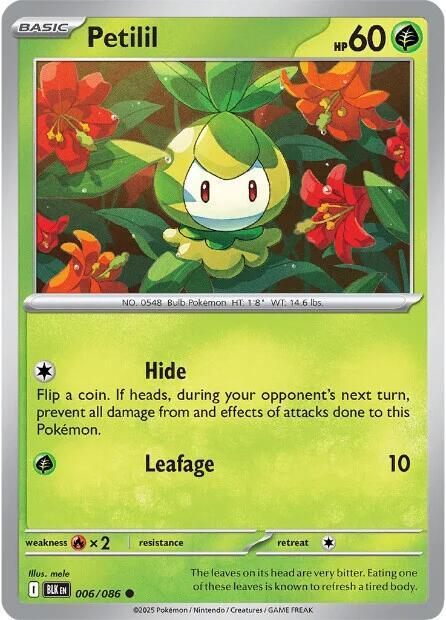 Petilil - Reverse Holofoil 006/086 Black Bolt | Common Pokemon Card
