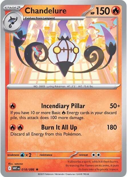 Chandelure - Reverse Holofoil 018/086 White Flare | Rare Pokemon Card