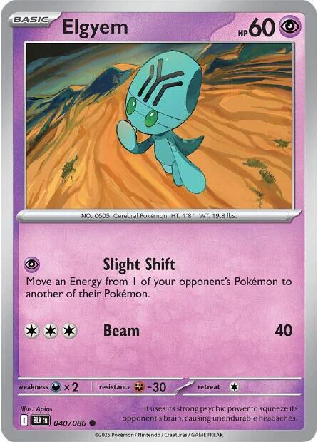 Elgyem - Reverse Holofoil 040/086 Black Bolt | Common Pokemon Card