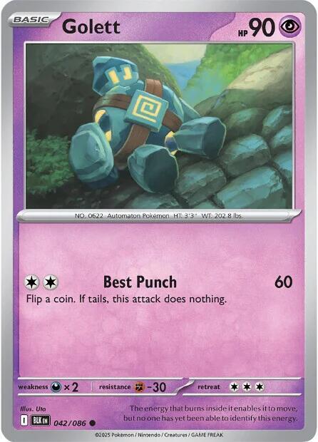 Golett - Reverse Holofoil 042/086 Black Bolt | Common Pokemon Card
