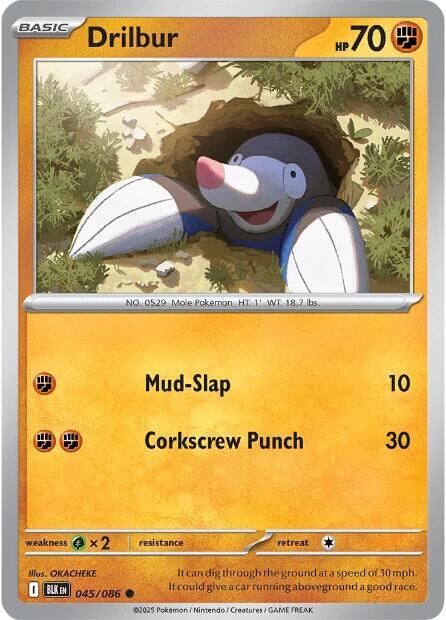 Drilbur - Normal 045/086 Black Bolt | Common Pokemon Card