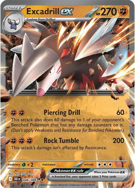Excadrill ex - Holofoil 046/086 Black Bolt | Double Rare Pokemon Card