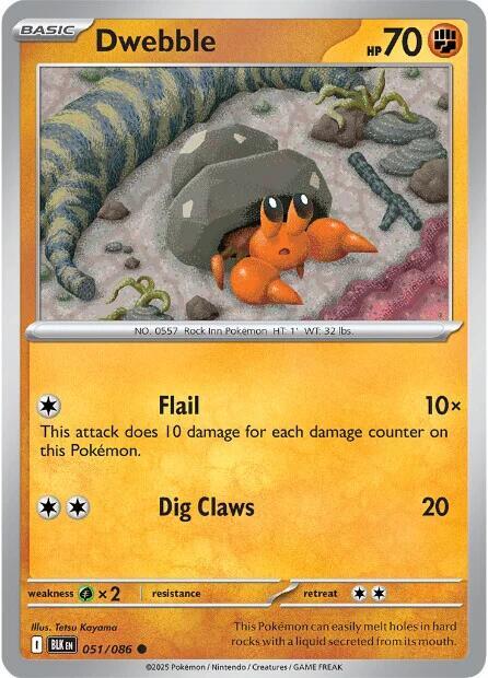 Dwebble - Reverse Holofoil 051/086 Black Bolt | Common Pokemon Card