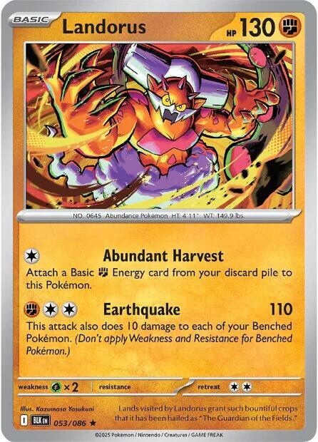 Landorus - Reverse Holofoil 053/086 Black Bolt | Rare Pokemon Card