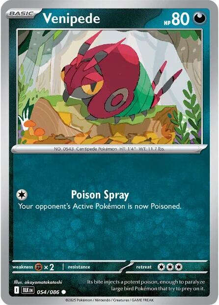 Venipede - Normal 054/086 Black Bolt | Common Pokemon Card