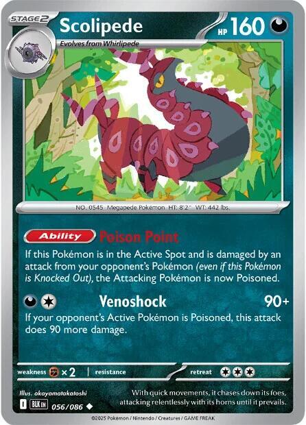 Scolipede - Reverse Holofoil 056/086 Black Bolt | Uncommon Pokemon Card
