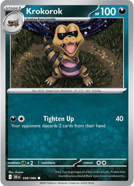 Krokorok - Normal 058/086 Black Bolt | Common Pokemon Card