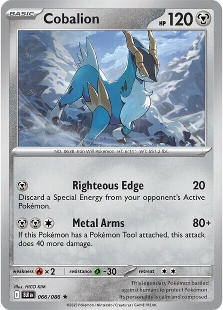 Cobalion - Holofoil 066/086 Black Bolt | Rare Pokemon Card