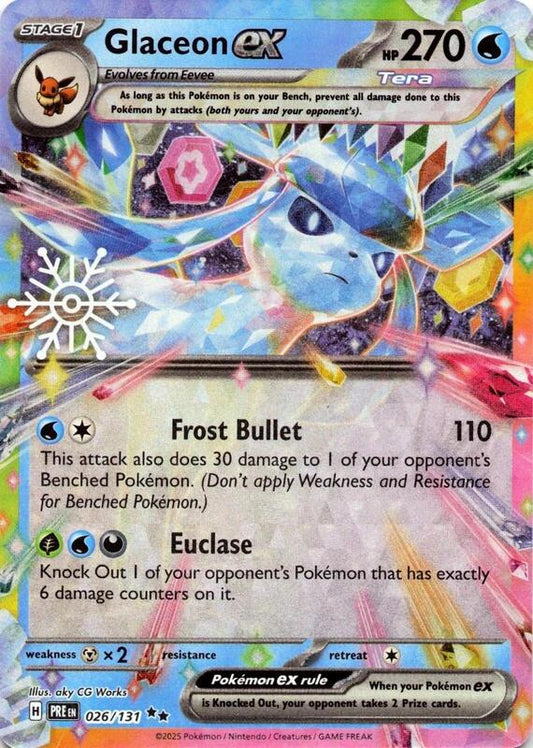 Glaceon ex - 026/131 (Holiday Calendar) - Holofoil 026/131 Prismatic Evolutions | Double Rare Pokemon Card