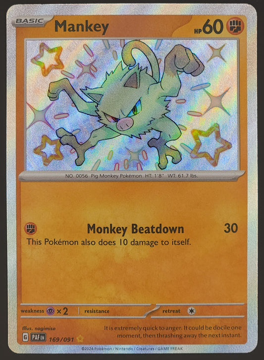 Mankey 169/091 Paldean Fates | Baby Shiny Rare Pokemon Card