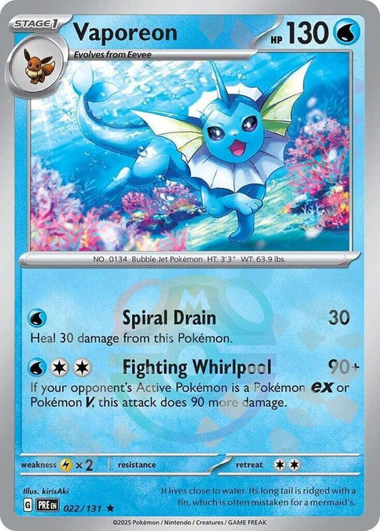 Vaporeon (Master Ball Pattern) - Holofoil 022/131 Prismatic Evolutions | Rare Pokemon Card